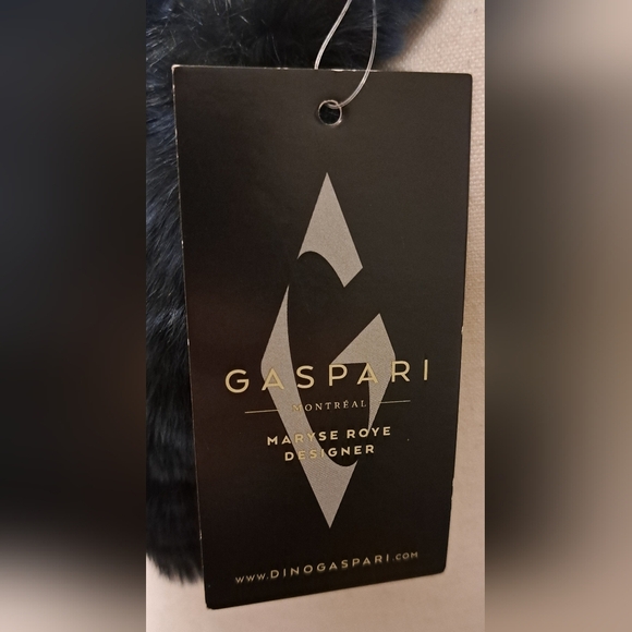 NWT Dino Gaspari Navy Rabbit Fur Embellished Elegant Formal Scarf Wrap - Picture 9 of 10